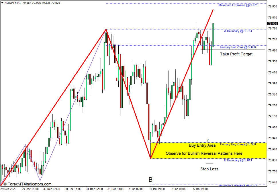 How to use the Barros Swing Indicator for MT4 - Buy Trade
